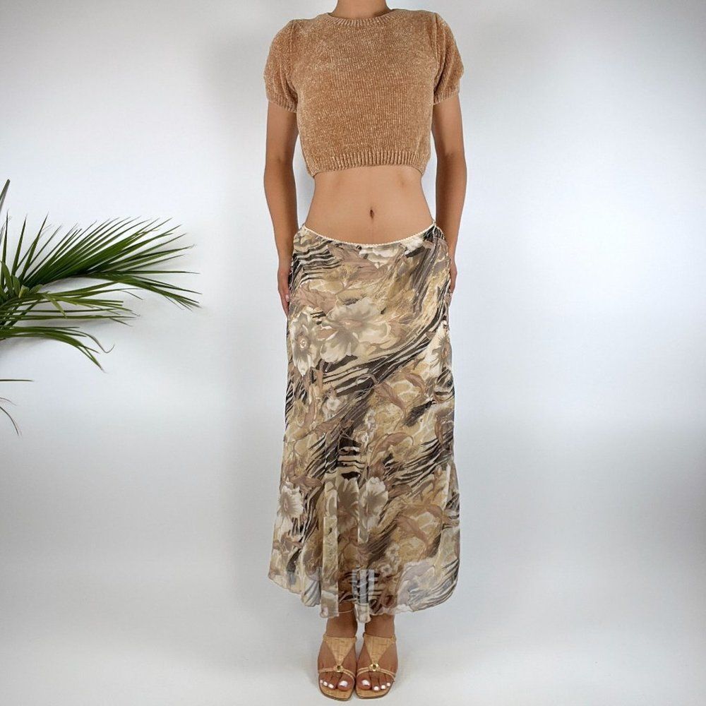 Vintage Y2K Fairycore Tan Knit Cottage Crop Top / Size: Small